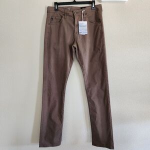 Adriano Goldschmied Everett Sueded Slim Straight Pants Size 31 × 34 NWT Brown